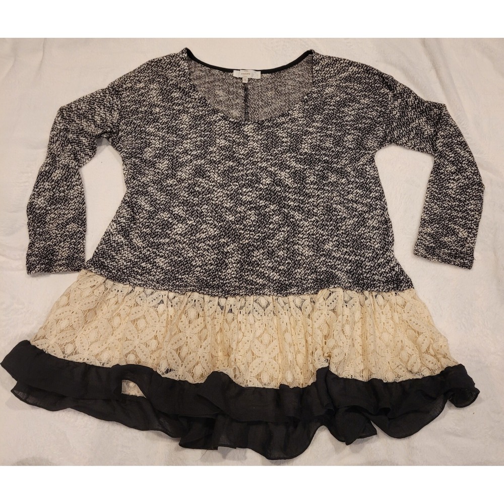 Entro Sweater  Shirt Black/Cream Small